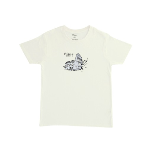 חולצת טי מודפסת קולוסיאום רומא על חולצה בצבע אופוויט