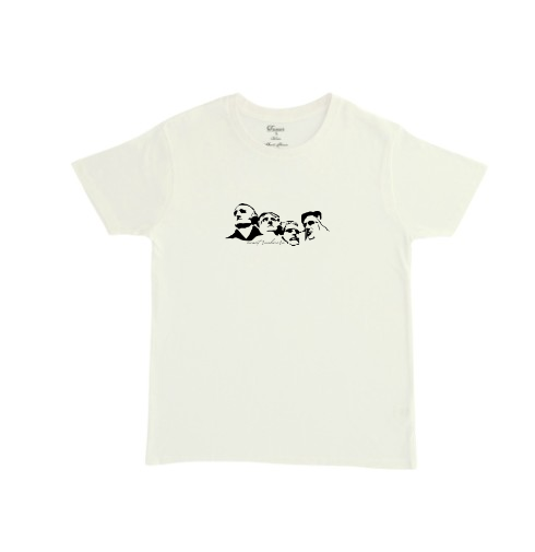 חולצה עם הדפס הר ראשמור בסגנון מינימליסטי בצבע קרם