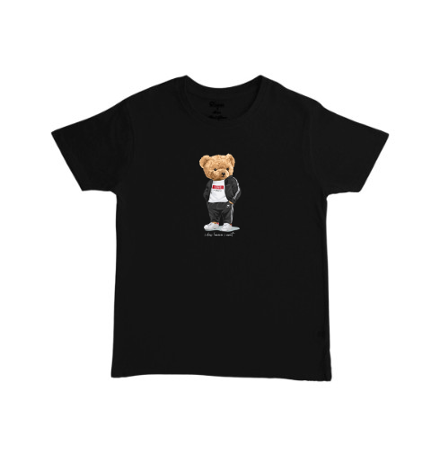 חולצת טי מודפסת עם הדפס דובי אופנתי בסגנון סטריט