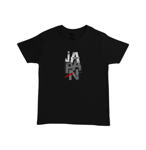 חולצה עם הדפס Japan בסגנון מודרני על חולצה שחורה