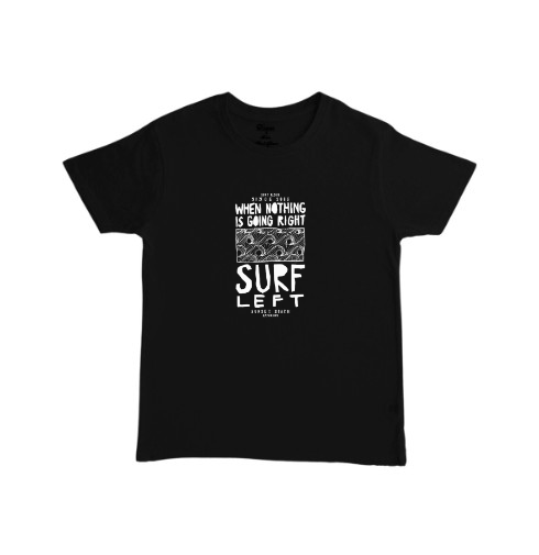 חולצת טי מודפסת עם הדפס Surf Left ומשפט גלישה